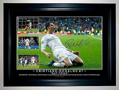 $55 • Buy Cristiano Ronaldo Hat-Trick Real Madrid Soccer Framed Signed Photo Collage