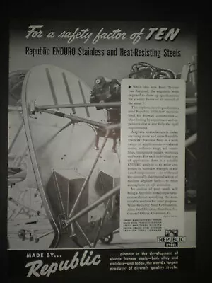 1940 REPUBLIC ENDURO STAINLESS STEEL PLANE PARTS Vintage AIRPLANE Trade Print Ad • $9.99