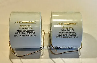 Mundorf PAIR MCap EVO Silver-Gold Oil Capacitor 68.0uf 68 Uf 350VDC • $395.95