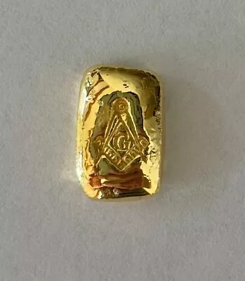 5 G GOLD .9999 FreeMason Hand Poured Gold Bar Five Grams 99.99% Pure Solid Gold • $469