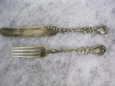 1835 R Wallace Fork And Knife Pat 1902 A L Faint Monogram Silverplate? Floral • $16.99