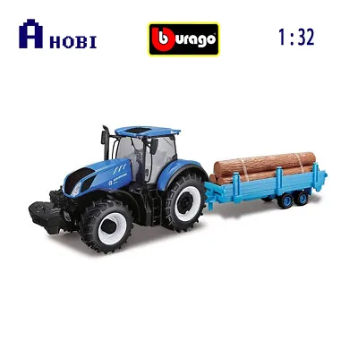 Bburago 1:32 New Holland Tractor & Log Trailer Model Toy Authentic Collectible • $49.30