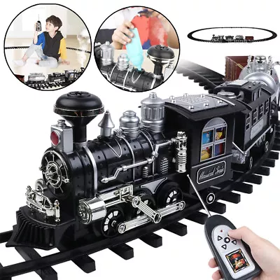 Steam Train Set With Sound Smoke Christmas Toy Kids Railway Track Lights • £29.95