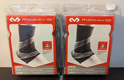 2 X Mcdavid 5115 Ankle Sleeve /4-way Elastic With Gel Buttress Large (2 Sleeves) • $26.99