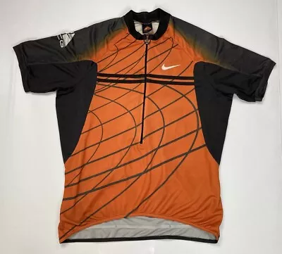 VINTAGE Nike ACG 1/2 Zip Cycling Jersey Men Large Orange Black USA 90s • $24.95