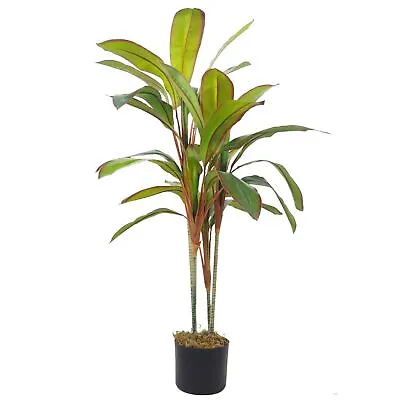 Tropical Artificial Dracaena Palm Plant 100cm Large Leaf Dracaena Faux Tree • £39.99