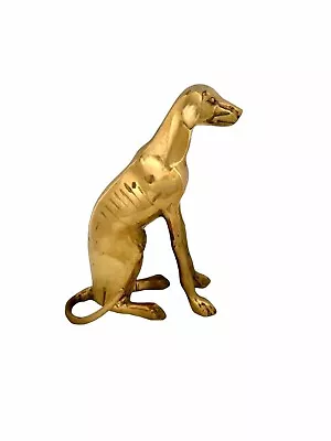 Dog Figurine Whippet Greyhound Sitting Statue Laquard Brass Medium Vintage Decor • $340