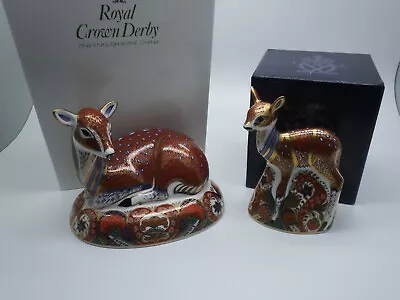 £199.99 • Buy Royal Crown Derby Guild Deer & Fawn Paperweights