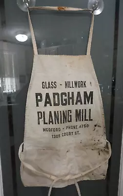 Vtg 1940s Canvas Cloth Shop Apron PADGHAM PLANNING MILL Glass & Mill Work Oregon • $34.99