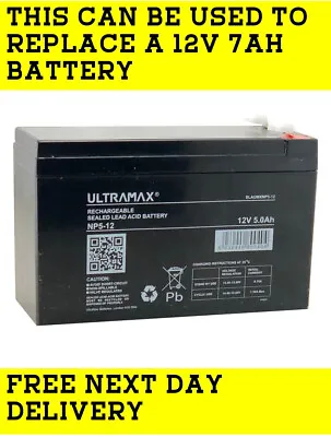 BATTERY For MOUNTFIELD RIDE ON LAWN TRACTOR XE70 EL63  12V 5AH BATTERY • £14.99