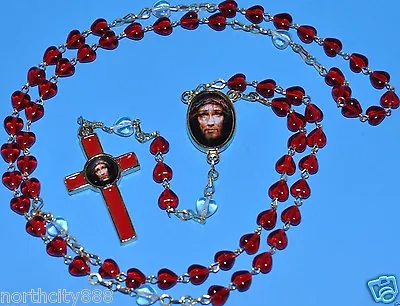 Precious Blood Of Christ Chaplet Rosary Necklace Chaplet Red Heart Shape Beads • $17.93