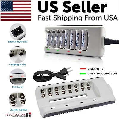 8 Slot Battery Charger For Ni-MH Ni-CD AA AAA Rechargeable Batteries Fast Charge • $12.89