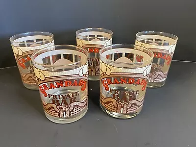 5 VTG GRANDAD’S Private Bar Rocks Glasses  Barware Western Theme Mid Century MCM • $32