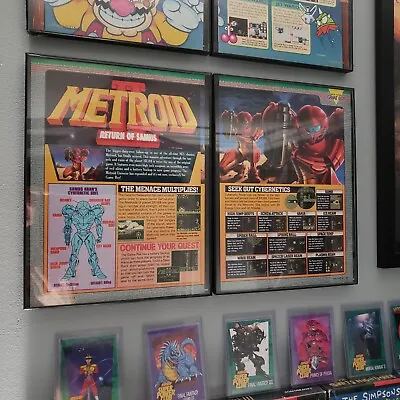 FRAMED Retro 1991 Metroid II 2 Page Ad/poster 8*11 Gameboy Game Samus Wall Art • $44