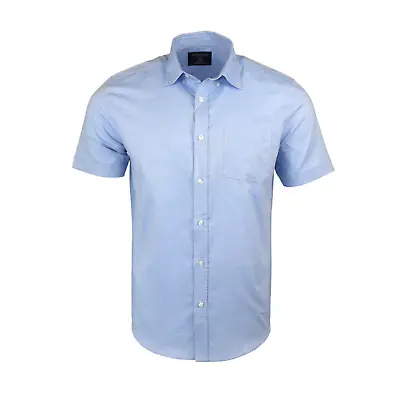 Men's Springfield Cotton Solid Summer Quality Holiday Casual Short Sleeve Shirts • £8.99