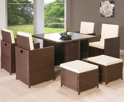 Cube Rattan Garden Furniture Set Chairs Sofa Table Patio Wicker 8 Seater • £345