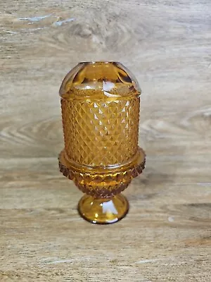 VTG Viking Glass Amber Fairy Lamp Candle Holder • $55