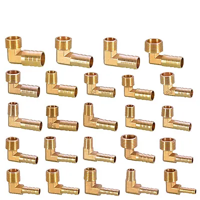 £2.39 • Buy BSP Taper Thread X Hose Tail Elbow 90° Male Thread Brass Fitting Fuel Gas Water