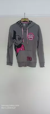 Disney Ladies Mickey Mouse Hoodie Grey Front Zip Size M  Cotton • £4.50