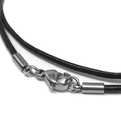 2mm Leather Necklace Cord Stainless Steel Lobster Clasp Mens Womens Brown Black • $10.99