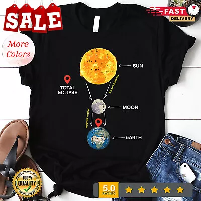 Sun Moon Earth Total Solar Eclipse 2024 April Men Women Kids T-Shirt. • $15.92