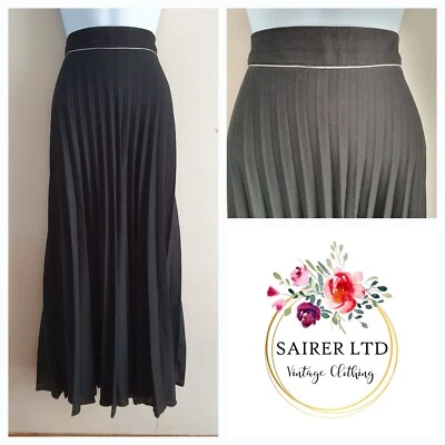£21.25 • Buy Vintage Skirt Size 12 Black Long Maxi Pleated Classic Smart Sheer Smart DEFECT