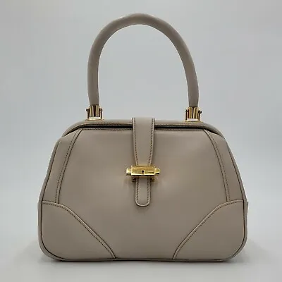 $480 • Buy Gucci Vintage Beige Tan Genuine Leather Handbag Purse Made In Italy