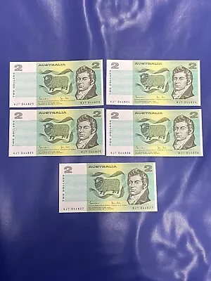 Run Of 5 $2 Australian Banknotes  • $24.50