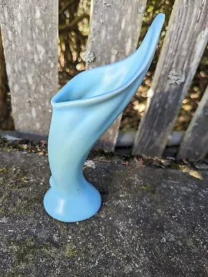 Van Briggle Lily Floral Vase Blue Green  Mid Century Modern 8  Tall Smooth Curve • $39.99