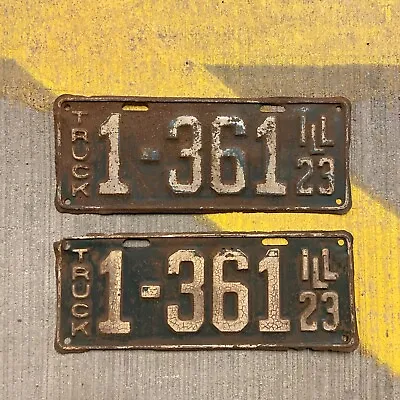 1923 Illinois Truck License Plate Pair 1361 Low Number Ford Chevy YOM DMV Clear • $217.79