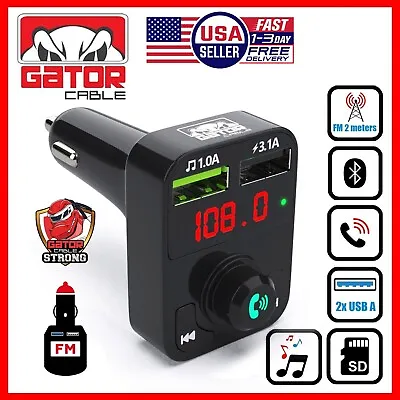 Car Bluetooth FM Radio Transmitter Wireless Adapter 2USB Charger AUX Hands Free • $9.49