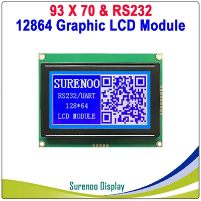 3.0  128X64 12864 RS232 UART Serial IIC I2C Matrix Graphic LCD Module Display • $11.99
