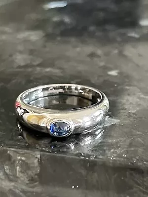 Salavetti 18K White Gold Cabochon Blue Sapphire Ring Italian Made - Size 7 • $525