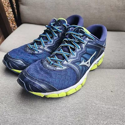 Mizuno Wave Sky Wave Knit Running Shoes Mens Sz 13 Blue • $24