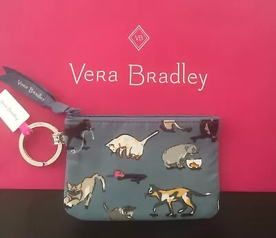 NEW Vera Bradley Cat's Meow Zip ID Case ID Holder Key Ring Cute Kitties NWT • $14.99