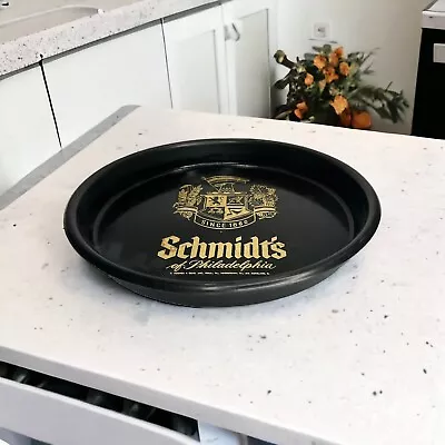 Vintage Schmidt's Of Philadelphia 12  Round Plastic Beer Ale Black Serving Tray • $15.99