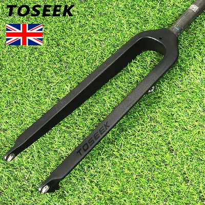 TOSEEK MTB Rigid Carbon Fork 26/27.5/29  Bicycle Disc Brake Fork 1-1/8  Straight • £79.90