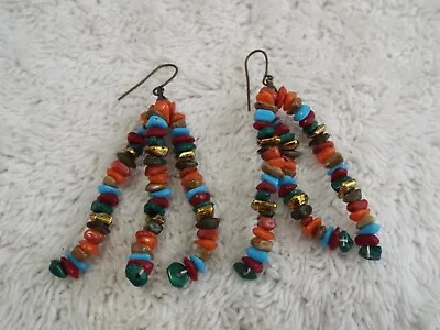 Colorful Southwestern Plastic Bead Pierced Earrings (F37) • $3.04