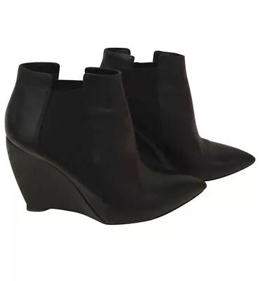 £42 • Buy Rupert Sanderson Black Leather Baxter Ankle Wedge Boots UK7 EU40