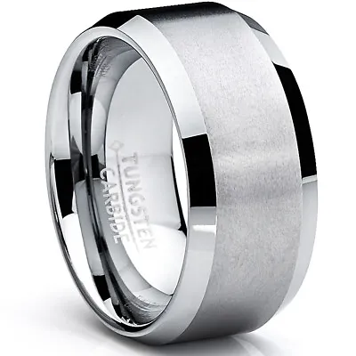 10MM Men's Brushed Tungsten Carbide Wedding Band Ring Comfort Fit • $11.99