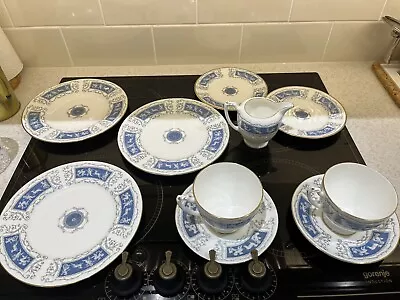 Coalport Revelry Blue And White Bone China Tea Set 10 Pieces • £25