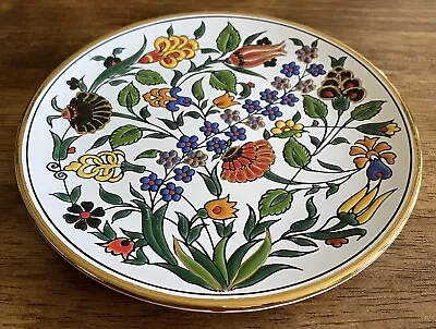 Handmade Manousakis Keramik Multicolor Floral Gold Trimmed Plate - Rodos Greece • $17