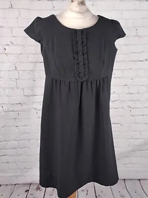 Womens Pinafore Dress Size 12 Cap Sleeve Charcoal M&S (FE11) • £13.49