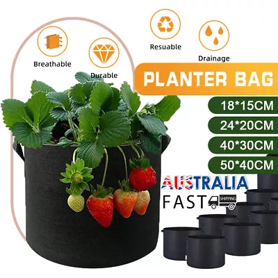 Fabric Grow Pots Breathable Planter Bags 1/3/5/7/10/20 Gallon Bags AU • $12.89