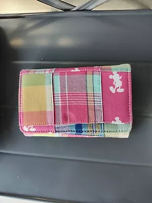 Disney Parks Pink Madras Plaid Tri Fold Wallet • $10