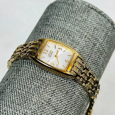 Citizen Eco Drive Watch Womens 18mm Gold Tone Tank Style B023-K003628 • $39.95