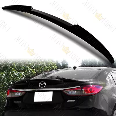 Fit 2014-2017 Mazda 6 W-power Pearl Black V-style Rear Trunk Lid Spoiler Wing • $78.24