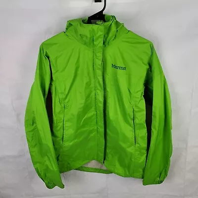 Marmot PreCip WP Hood Zip Rain Wind Jacket Green X55200 Women's Small • $31.99