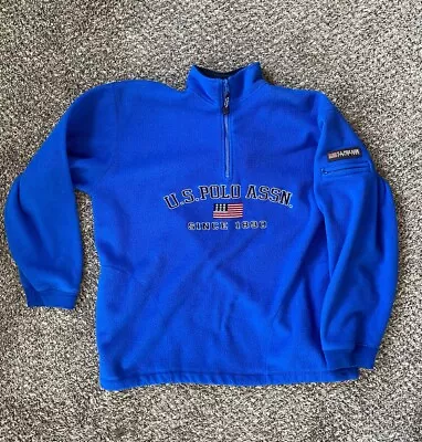 US Polo Assn Blue Fleece Quarter Zip Pullover Sweatshirt Size M • $19.97