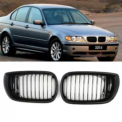 For BMW 02-05 E46 4D Sedan 325i 320i 328i Grill Front Kidney Grille Matte Black • $24.79